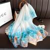 2025 Fashion Silk Scarf Women Foulard Thin Stoles Beach Travel Tippet Floral Long Veil Shawl Luxury Scarves Soft Premium Pareos