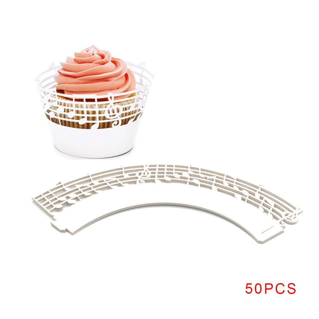 

50pcs Music Notes Cupcake Wrappers Hollow Party Cake Decoration Liner