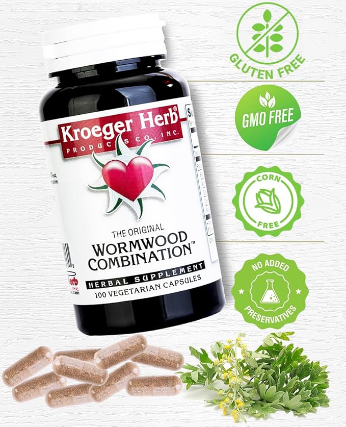 Kroeger Herb Original Wormwood Combination Veggie Capsules, (1Unit-100Count)