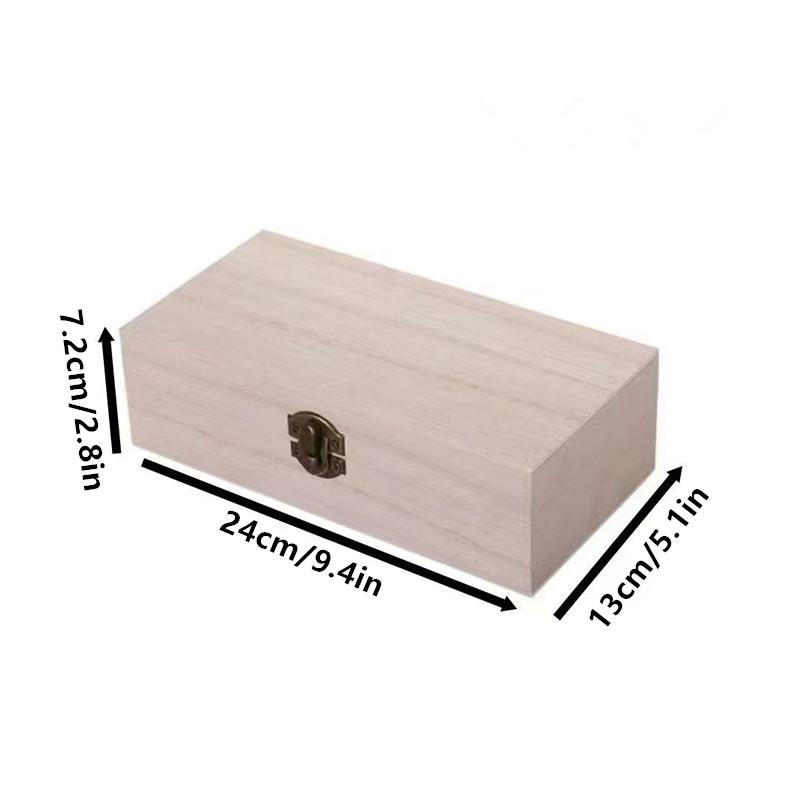 Rectangular Wooden Storage Box Organizer Wooden Storage Case Simple Storage Container Dust-Proof With Lock Jewelry Box Case