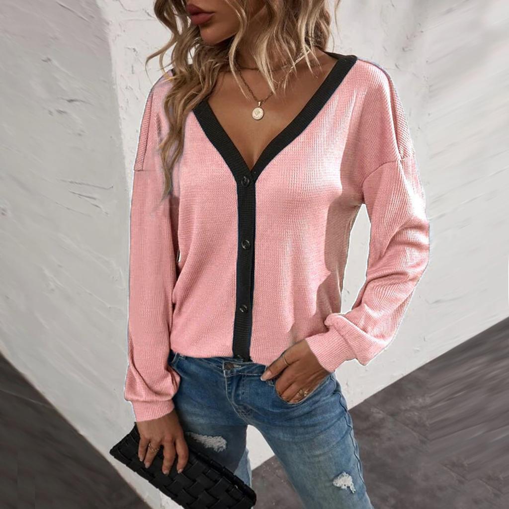Women's Fashion Casual Single Breasted Cardigan Color Long Sleeve Jacket