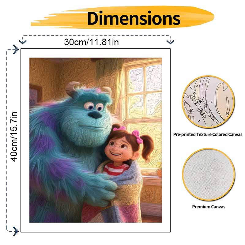 Disney Monster and Girl Oil Painting Hand Painting Coloring Painting Handmade Diy Home Decoration Gift