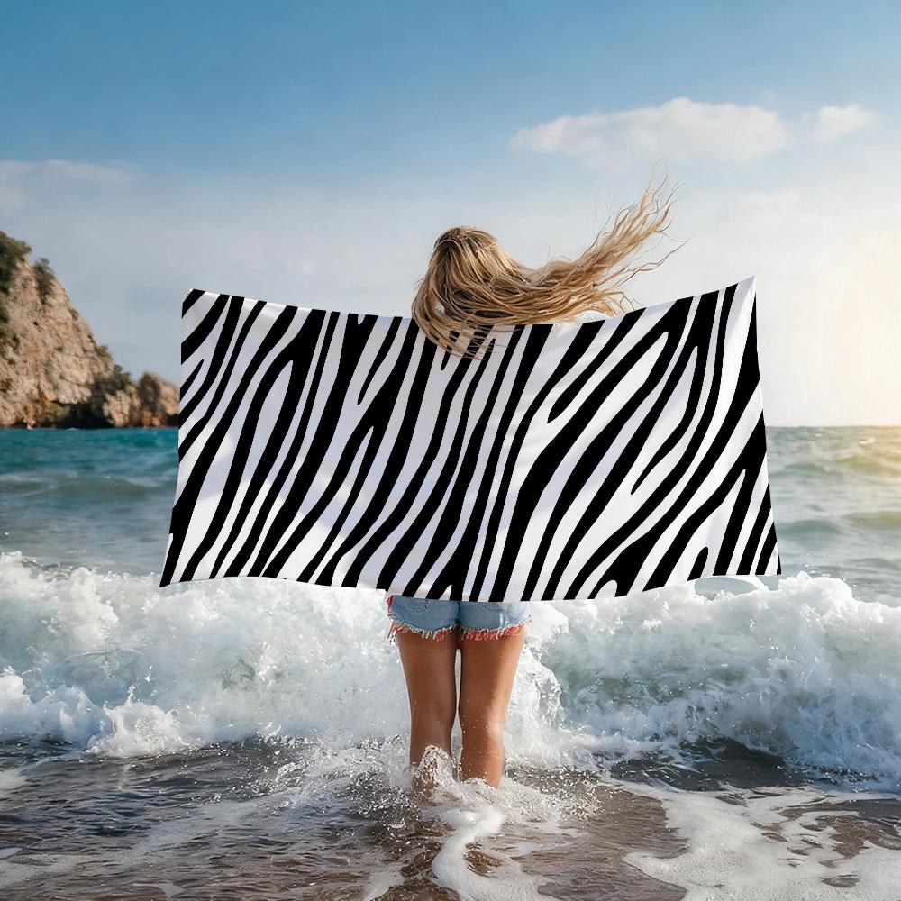Zwart Witte Print Zebra Handdoek Douche Sauna Reizen Spa Sneldrogend Sportschool Accessoires Zacht Grote Strandhanddoeken