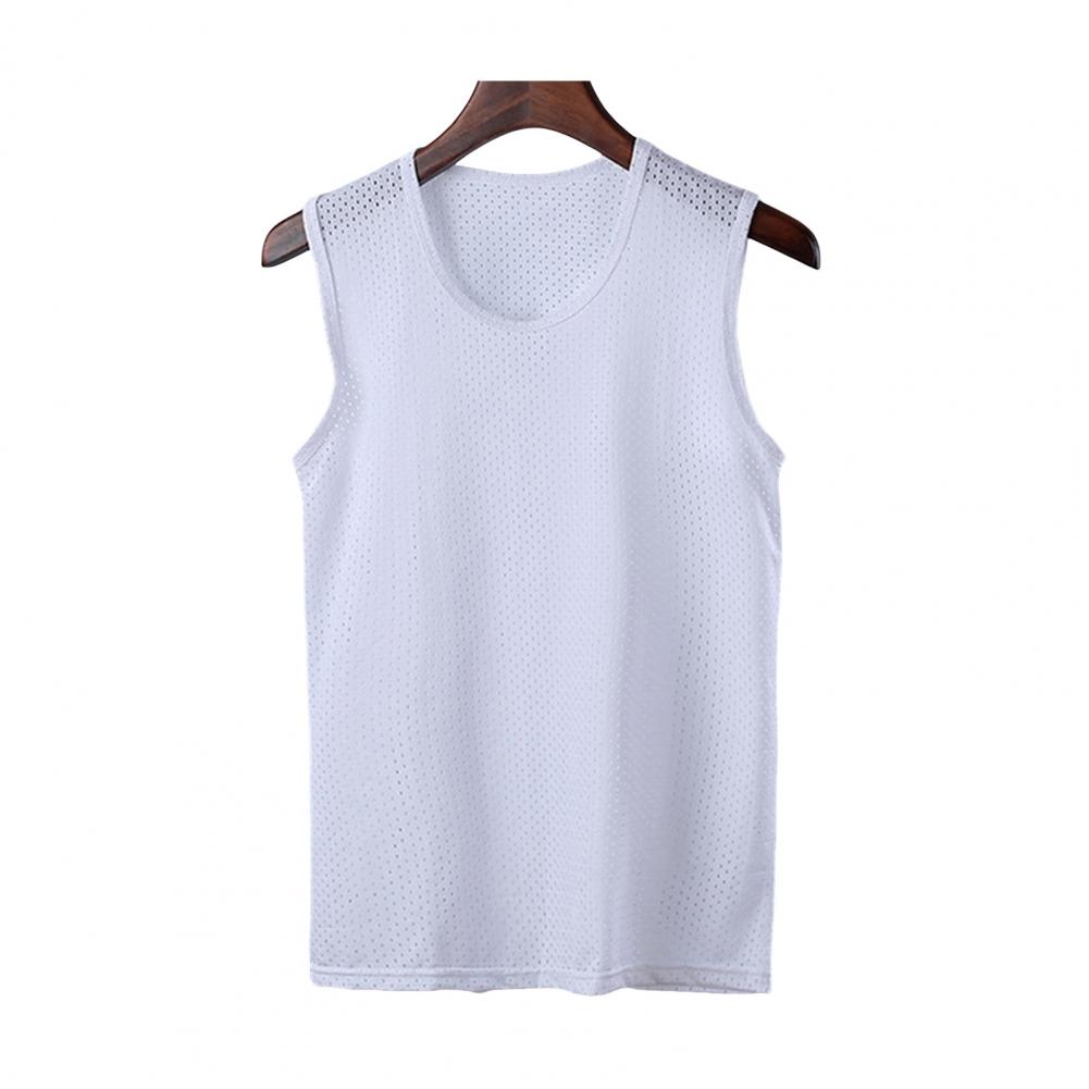 

Мужской летний спортивный жилет с круглым вырезом, с хорошей воздухопроницаемостью, большого размера, однотонный, без рукавов, впитывающий пот, быстросохнущий пуловер L белый