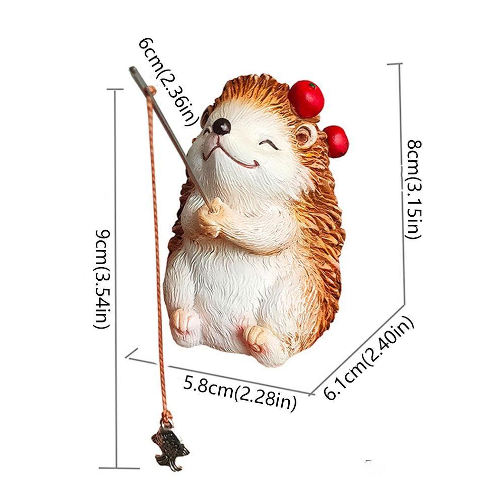 Funny Hedgehog Fishing Ornament Cute Hedgehog Statue Creative Mini Hedgehog Figurine Aquarium