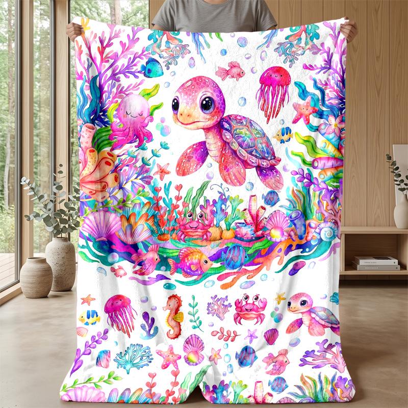 Underwater Fantasy World 4 Theme blanket Lightweight Warm Flannel Blanket Decorative Throw Blanket for Home Decoration