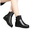 Herbst Winter Mama Warme Baumwolle Weiche Schuhe Damen Fleece Seitenreißverschluss Dicke Sohle Kurze Stiefel Freizeit Runde Spitze Ballerinas Stiefel