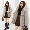 Women's Winter Padded Coat: Thick, Warm, with A Waist-cinching Design and Large Faux Fur Hood.