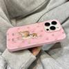 Pink Love Heart Cute Deer Pattern Phone Case For iPhone 17 16 15 14 13 12 11 Pro Max Plus Air 16E Shockproof Folds Texture Cover