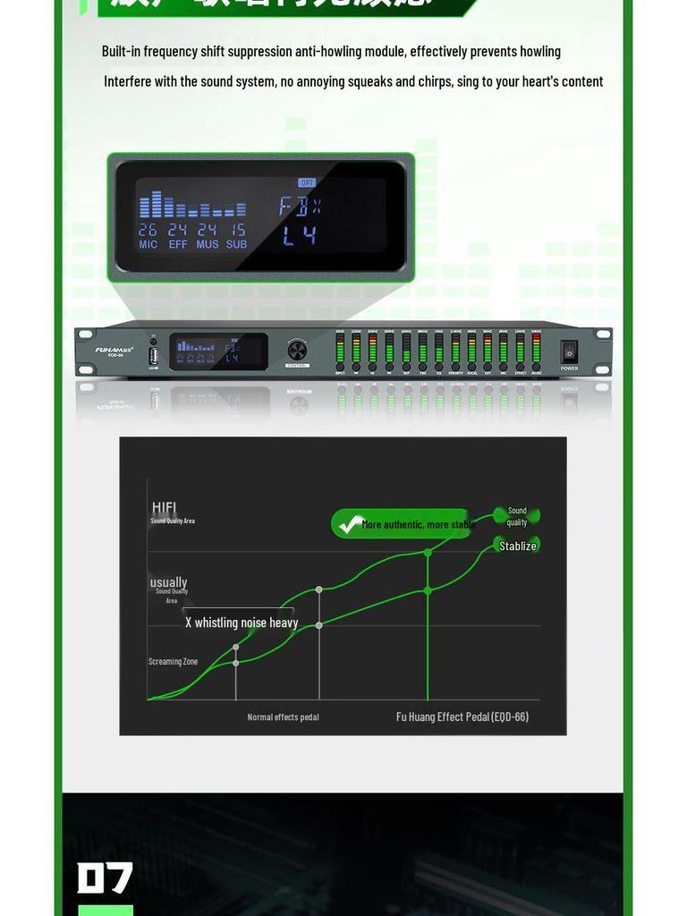 Professional Karaoke Stage & Home Audio Processor with Preamp, Anti-Howl, Equalizer, and Reverb Effects