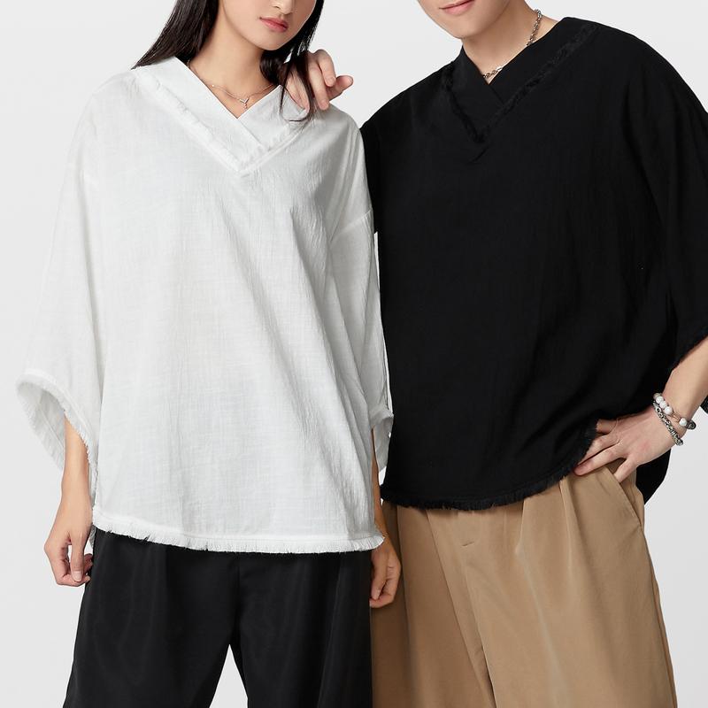 Oversized Women Men 3/4 Batwing Sleeve Irregular Baggy Unisex Tops T-shirts