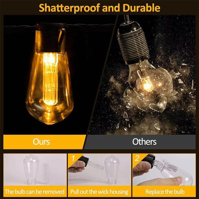 Solar Lichterkette LED Außen IP65 Wasserdicht Edison Glühbirne Retro Vintage Weihnachtsgirlande Gartendekoration Party Feenlicht
