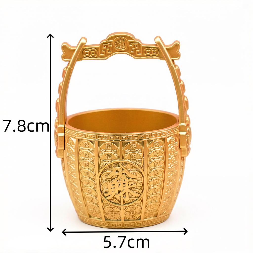 Golden Kylin Treasure Coins: Deluxe Gold Ingots & Bucket Desktop Ornament - Perfect for Gift Giving & Shop Openings