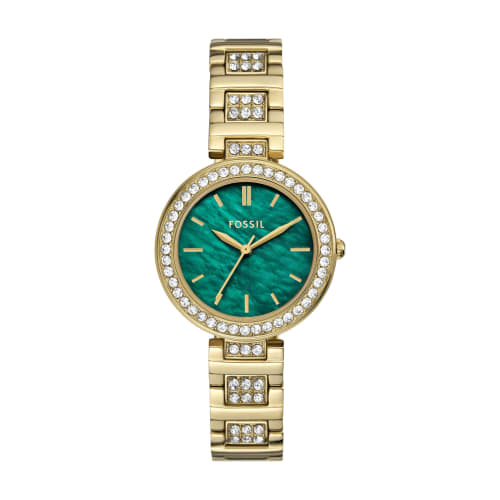 

Fossil Women s Karli Three-Hand Stainless Steel Watch, BQ3985