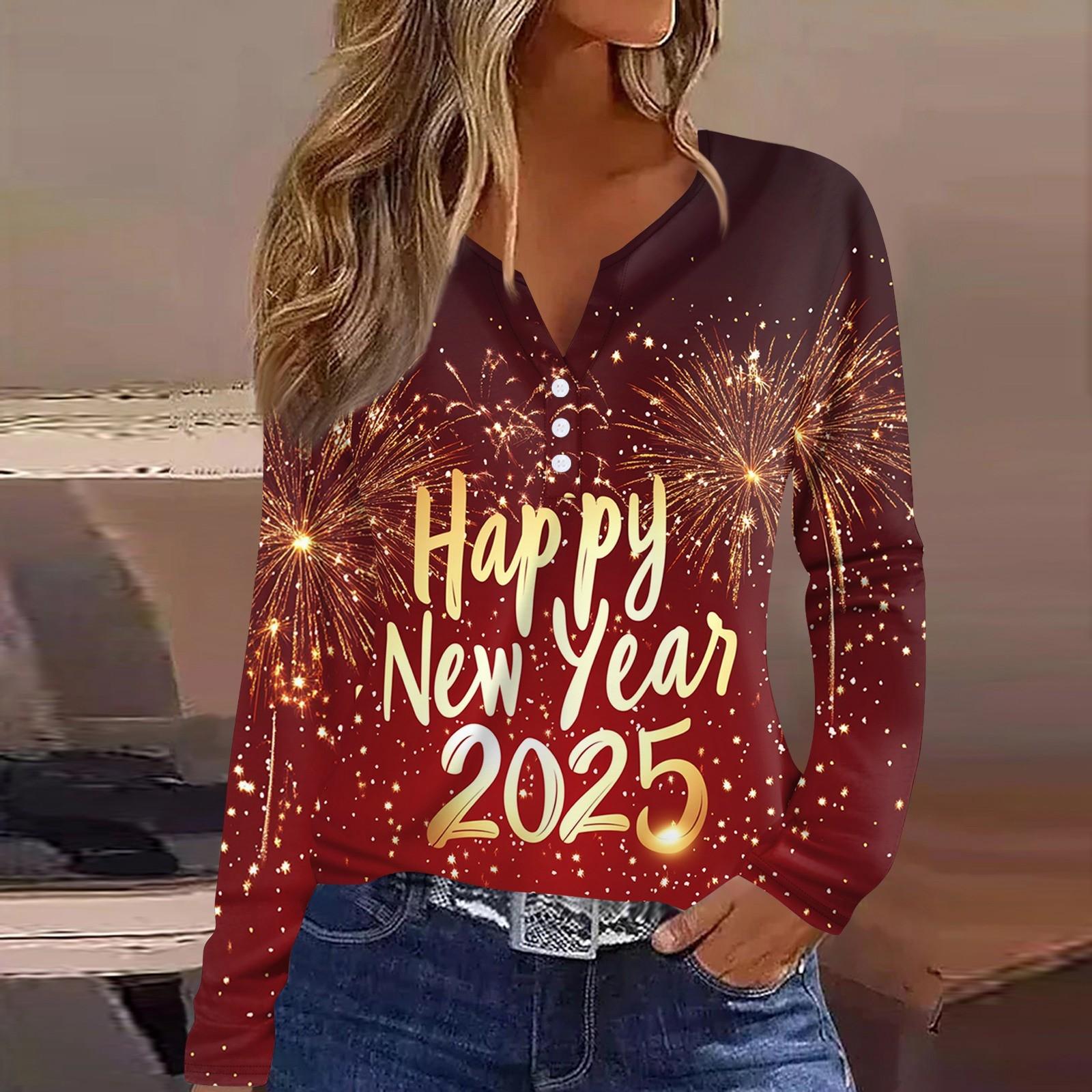 

Жен. Футболка Футболка С принтом Пуговицы Длинный рукав Повседневные Выходные Мода Классический V-образный вырез Обычный Верх S красный