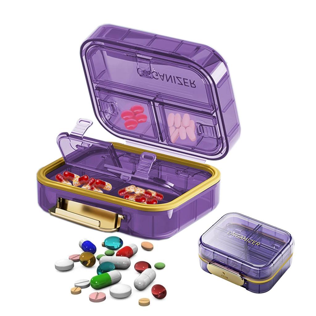 Small Daily Pill Organizer Travel 7 Compartments Portable Medicine Organizer For Stylish Purse Pocket To Vitamins Moisture Proof