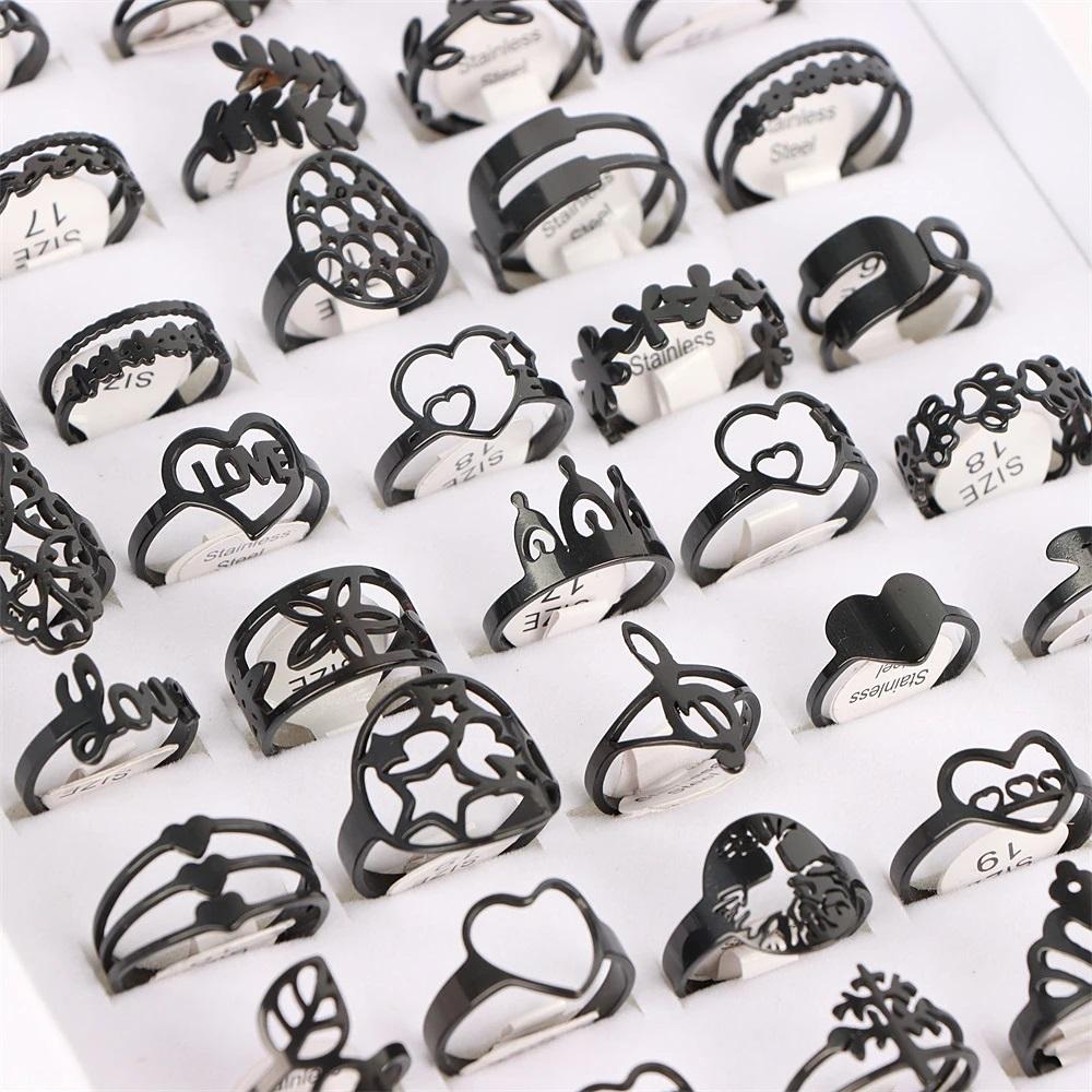 10pcs Stainless Steel Rings Fashion Jewelry Silver/Gold/Black/Multicolor