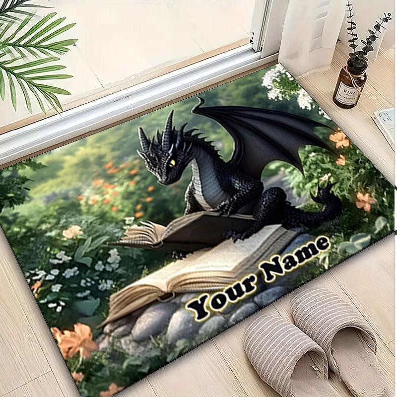 1PC Custom Name Dragon Adventure Theme Floor Mat Ideal for Living Room, Game Rooms, Office, Bedroom,Floor Mat Playful Design