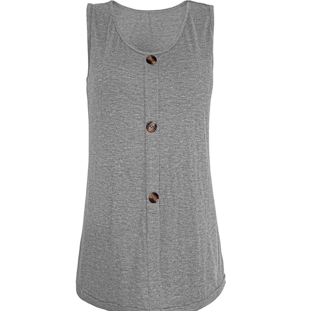 Women's Summer Round Neck Button Casual Vest Clothes Sale