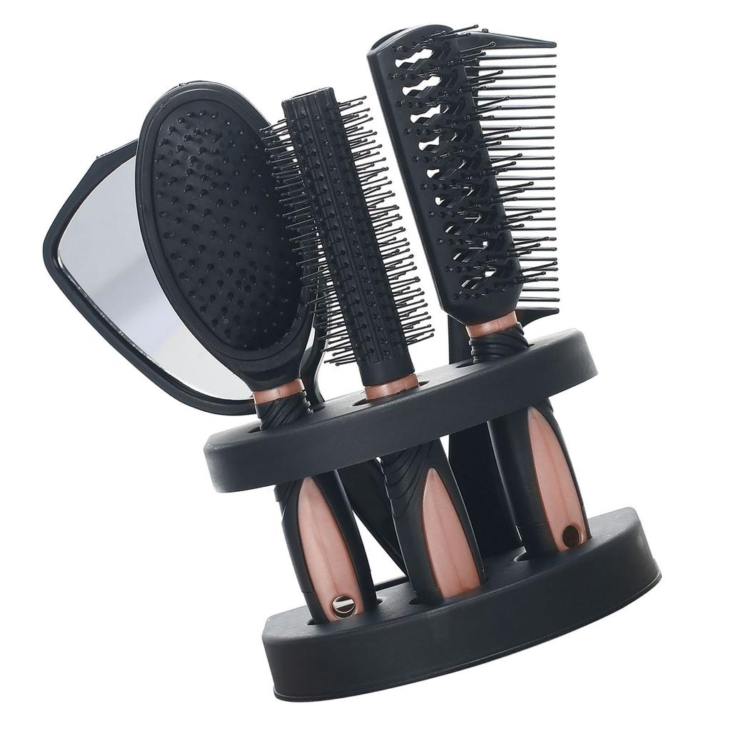 Set of 5 Hair Combs Mirror Set Professional Salon Hair Cutting Brushes Sets Salon Hairdressing Styling Tool And Holder