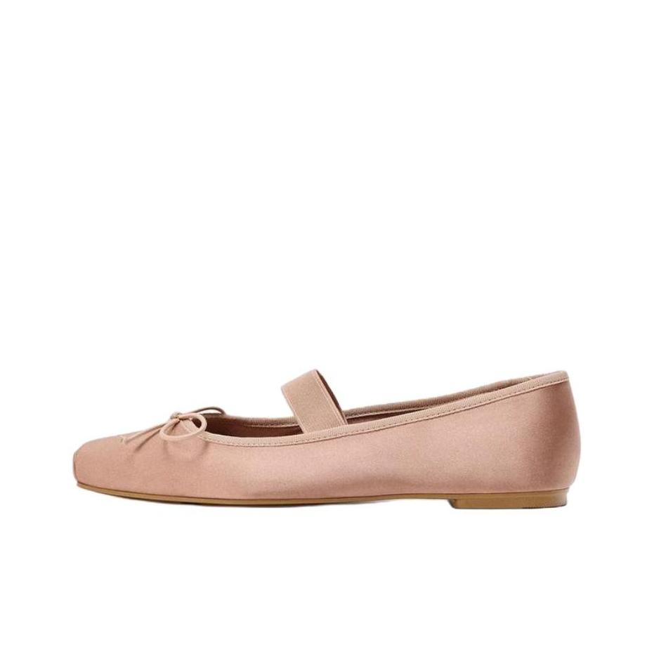 Zara Simple Comfortable Flat Mary Jane Shoes 1.5cm Women Shoes Rose-Red 2508610050