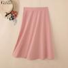 ZANZEA Lässige, elastische Taille, einfarbige, lockere Midiröcke für Damen
