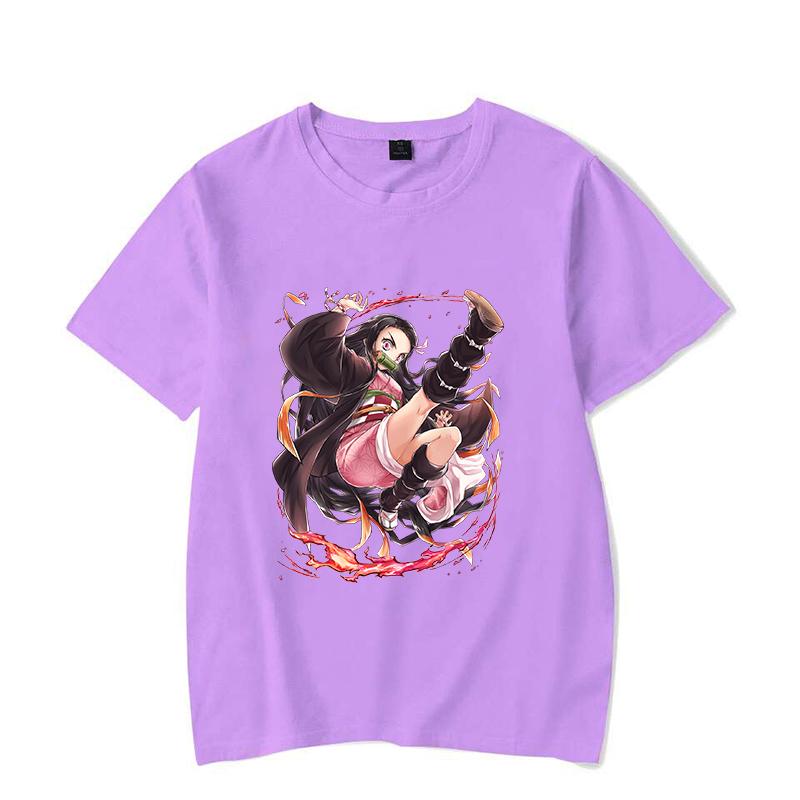 Hot Anime Kamado Nezuko Printing T-shirt Women Unisex Fashion Short Sleeve Street Casual Personality Summer T-shirt