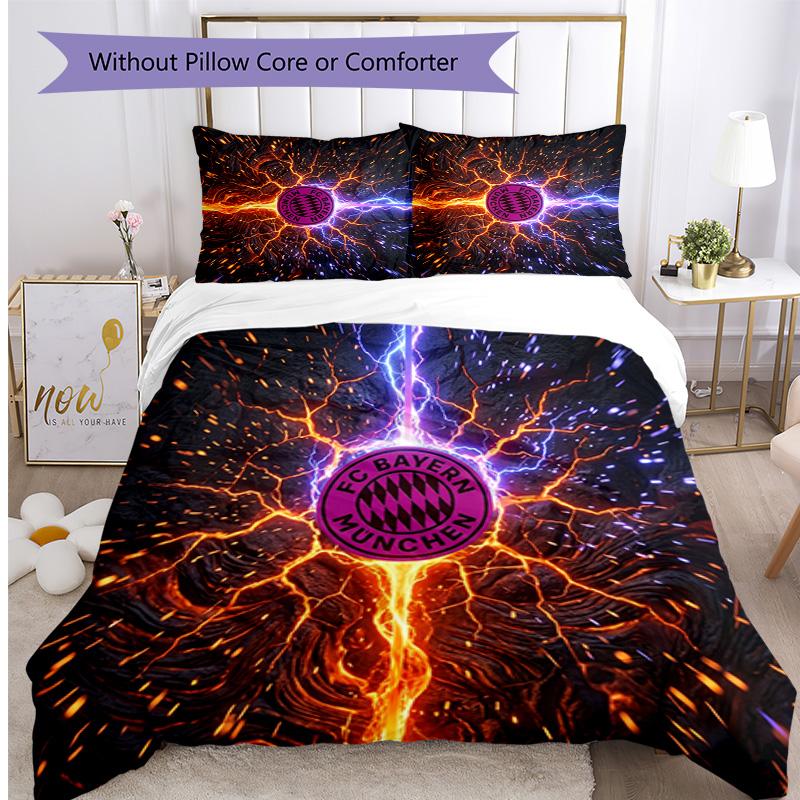 Set Lenzuola 3 Pezzi con Stampa Modello Bayern Monaco Morbido Delicato sulla Pelle Lavabile Copripiumino e Federe Set Tutte le Stagioni Camera da Letto