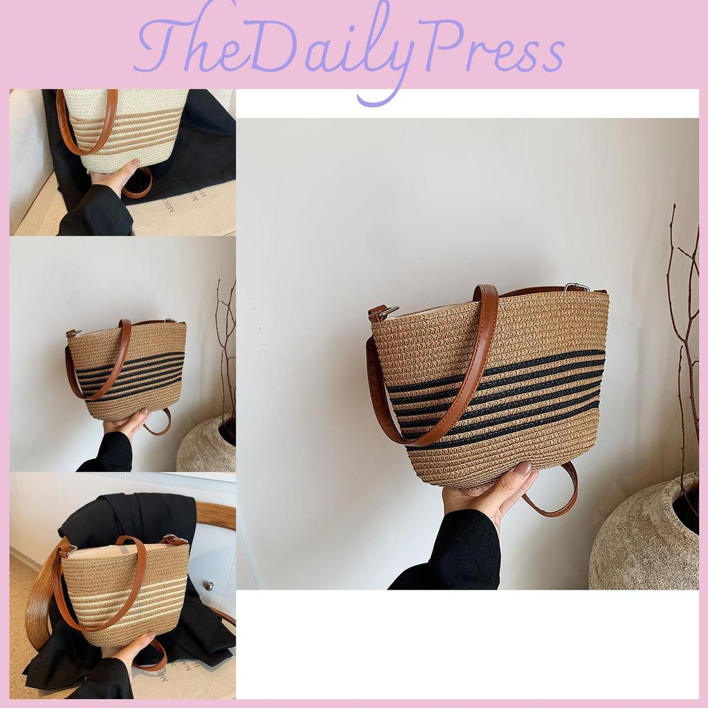 Trendy Summer 2024 Bucket Bag In Beige With Brown Accents Perfect For Everyday Use