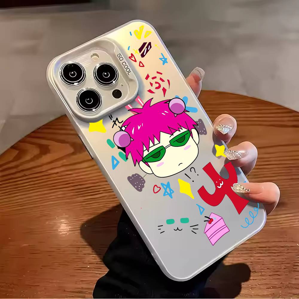 Anime S-Saiki Kusuo Phone Case Color Silver Shell For IPhone 17 16 15 14 13 12 11 Pro Max Plus