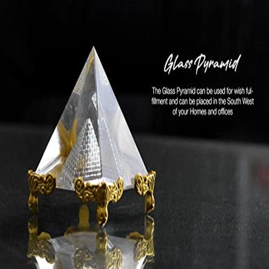 Vastu Feng Shui Crystal Glass Pyramid for Positive Energy, Vastu Correction, Spirits, Success Good Luck and Prosperity