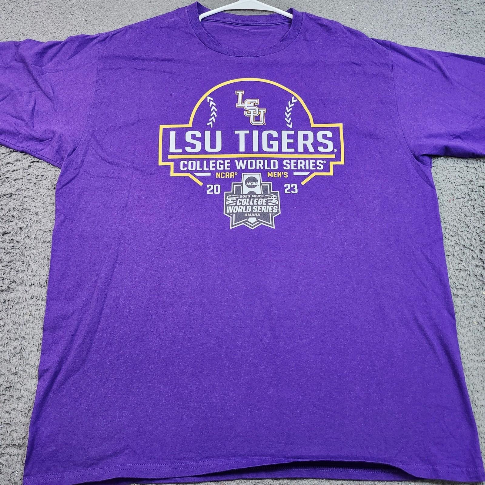 LSU Tigers 2023 College World Series NCAA Mens Purple Large CWS Omaha Unisex T-Shirt S