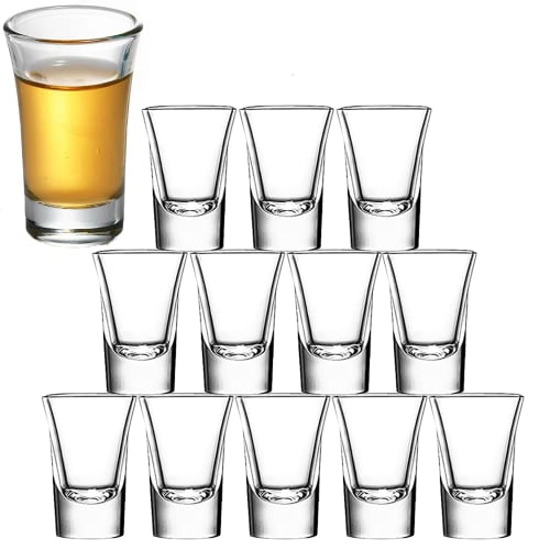 Batone Shot Glasses, 12-Piece Set - 30ml Clear Mini Shot Glasses, Heavy-Based 30ml Whiskey Glasses, Mini Tequila Glasses (12)