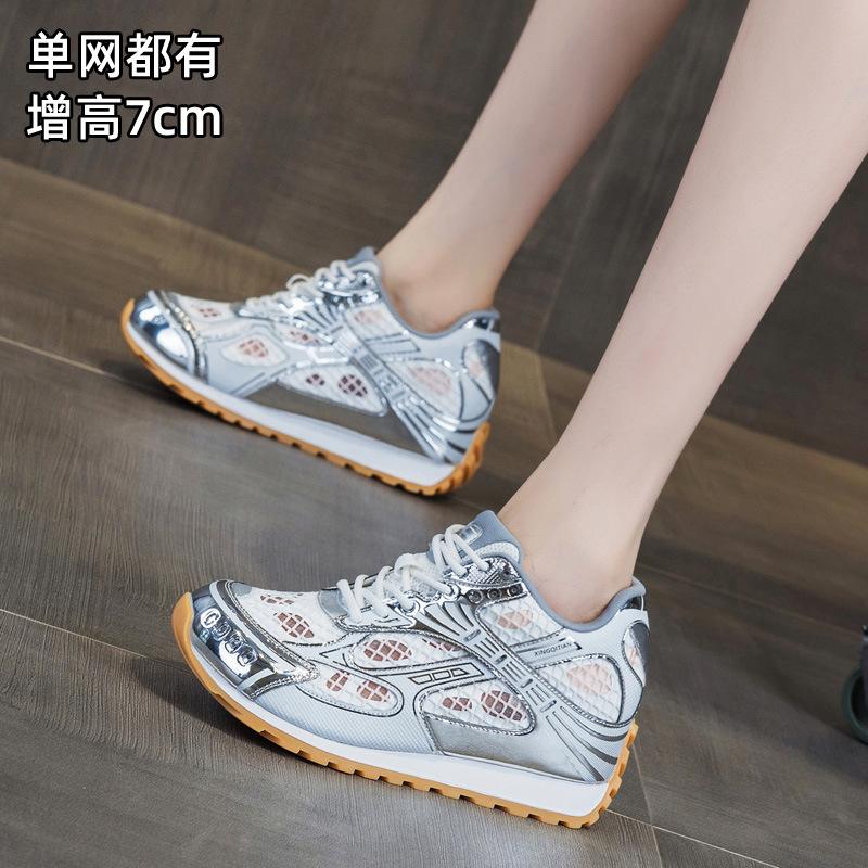 Inner heightening women's shoes new casual rubber non-slip mesh breathable sports shoes tide