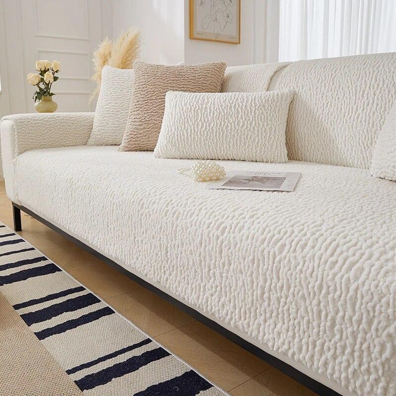 Soft Plush L Shape Sofa Cover Winter Warm Couch Mat Thicken Slipcover for Living Room Home Decor
