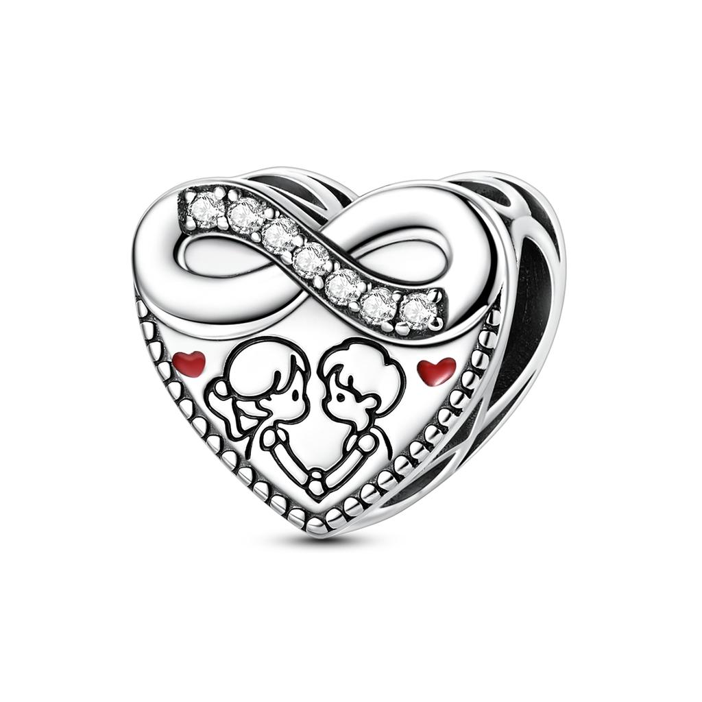 New In Charms Silve Beads Forever Love Heart Sister Family Life Charms Dangle For Bracelet Woman Jewelry Gifts