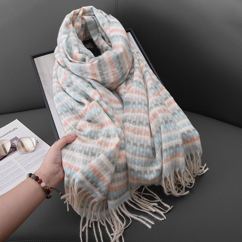 Small Fresh And Fashionable Cashmere Colored Small Fragrant Fringed Scarf, Women'S Design Sense Of Warmth, Outside With Temperament Shawl