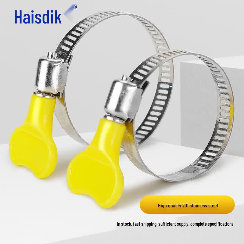 Hesdick 201 Stainless Steel Hose Clamp with Yellow Plastic Handle