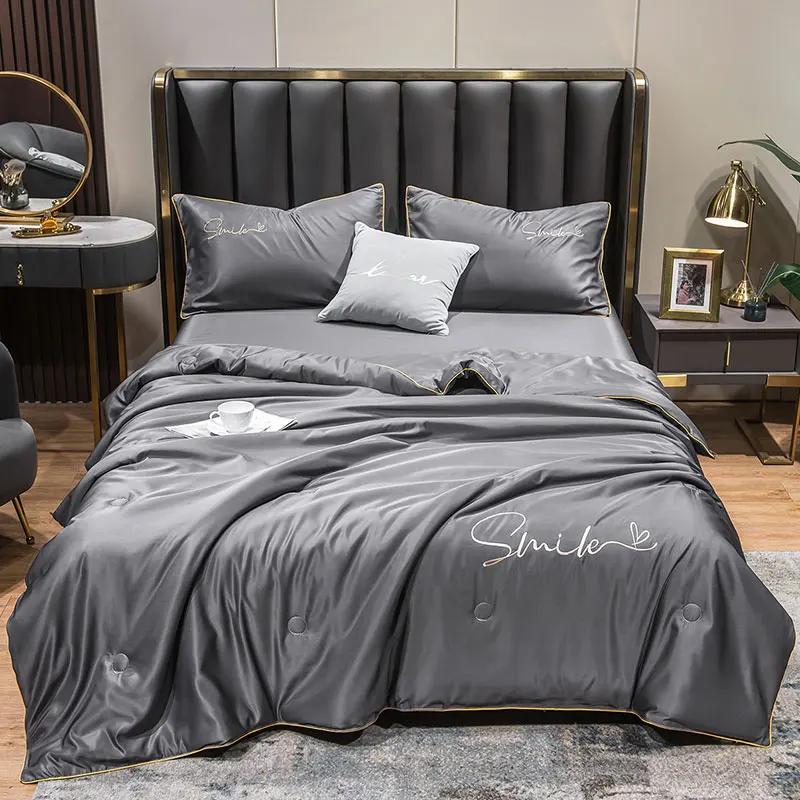 Summer Cool Quilt Silk Breathable Queen Quilts Air Conditioning Cool Blanket Bedspreads For Double Bed Bedding Pillowcase