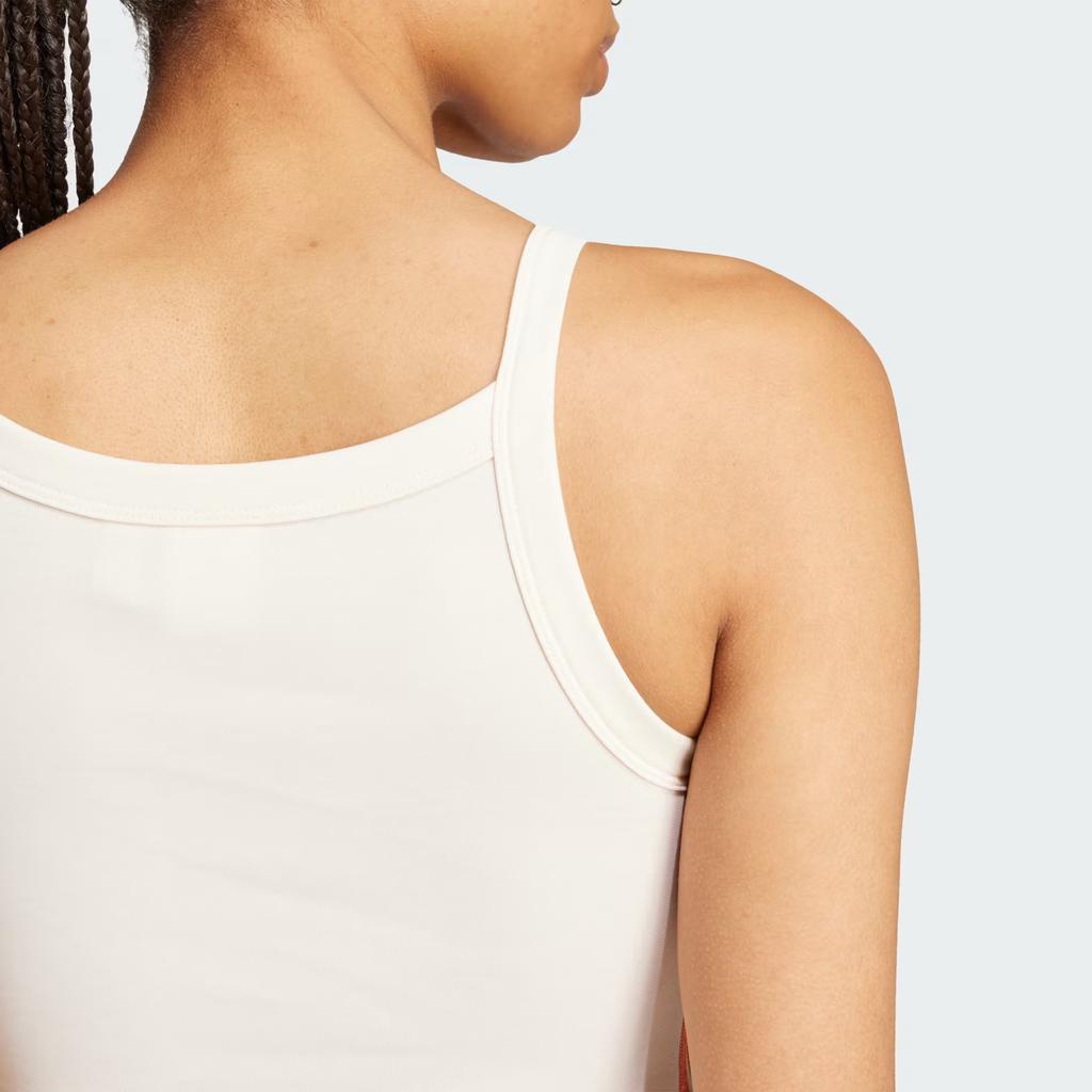 Adidas Originals Patchwork Logo Embroidered Slim Fit Round Neck Sleeveless Vest Women Tops Off-White KC0765