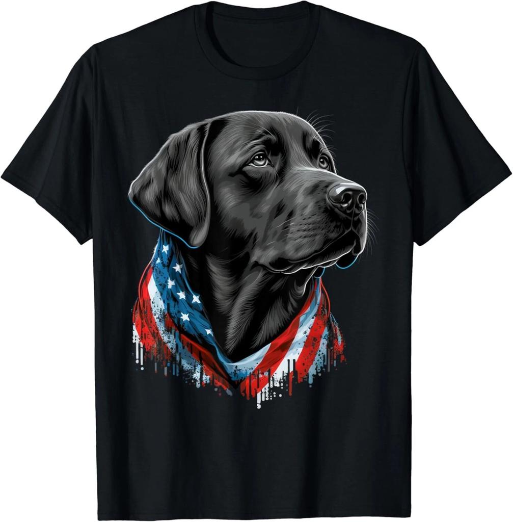 USA 4th Of July black Patriotic American Labrador Retriever Dog Gift T-Shirt