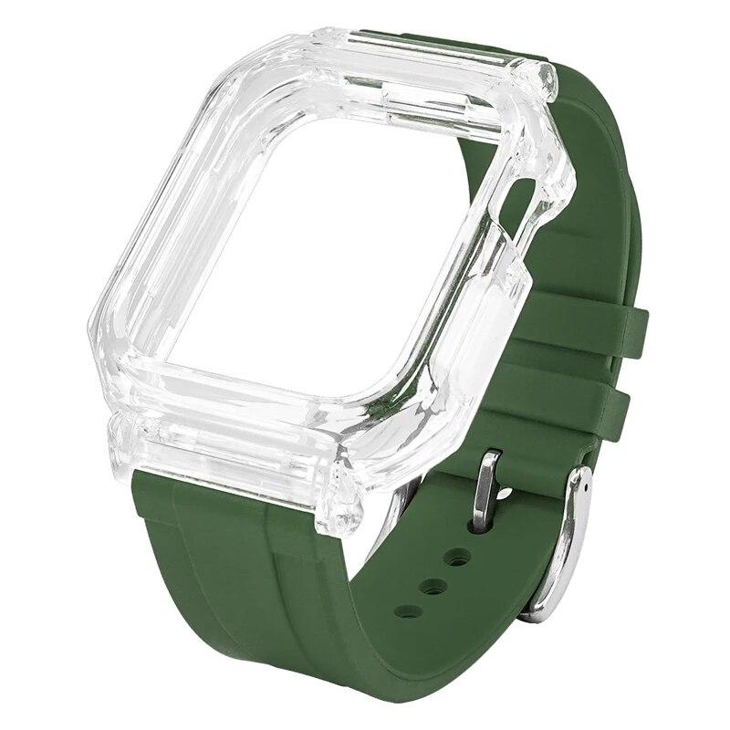 Sports Bracelet For Apple Watch Band 44mm 45mm Mod Kit Rubber Luxury Transparent Silicone Case for Iwatch Series 8 7 6 SE 5 4