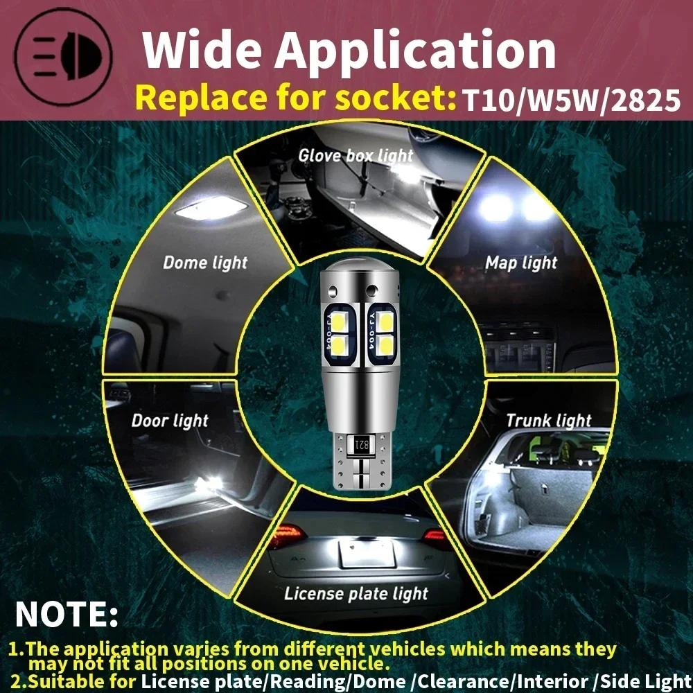 T10 LED Bulb White Super Bright W5W 194 168 No Error CANBUS Car Interior Light Parking Marker Lamp 12V Auto 2Pcs