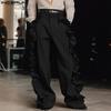 Мужские повседневные брюки с высокой талией на молнии, с оборками по подолу и широкими штанинами