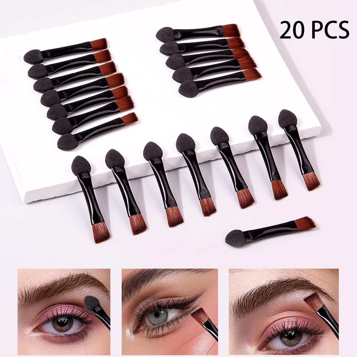 

Great value for 20PCS! Beginner s mini double-headed sponge eyeshadow brush, eyebrow brush & eyeliner brush portable version чёрный