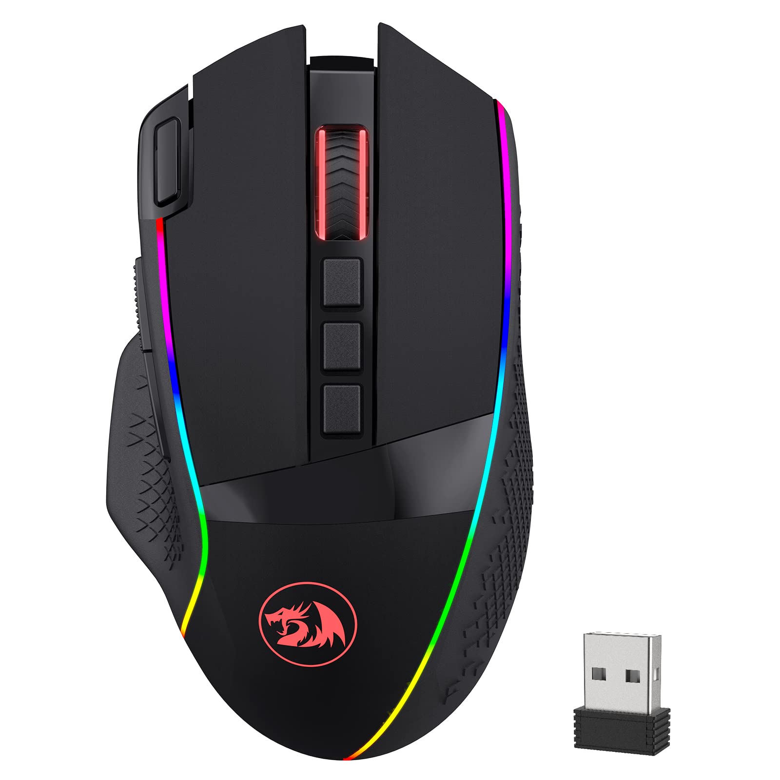 

Redragon M991 Wireless Gaming Mouse, 19000 DPI WiredWireless Gamer Mouse with Quick Fire Key, 9 Macro Buttons, 45-Hour Power Capacity, RGB Backlight