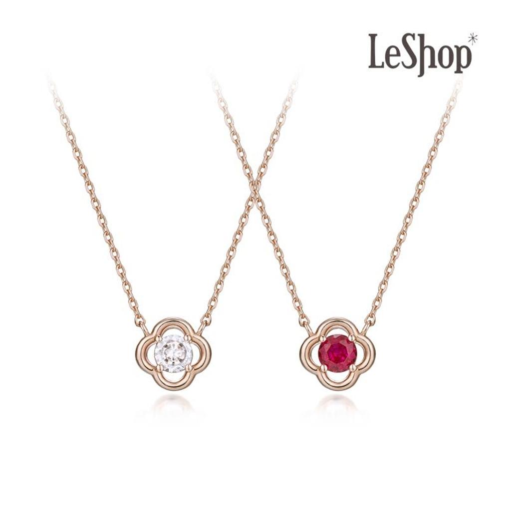 [LeShop] 14K Line Clover Necklace (Gold Plated)_LJ5316BRN