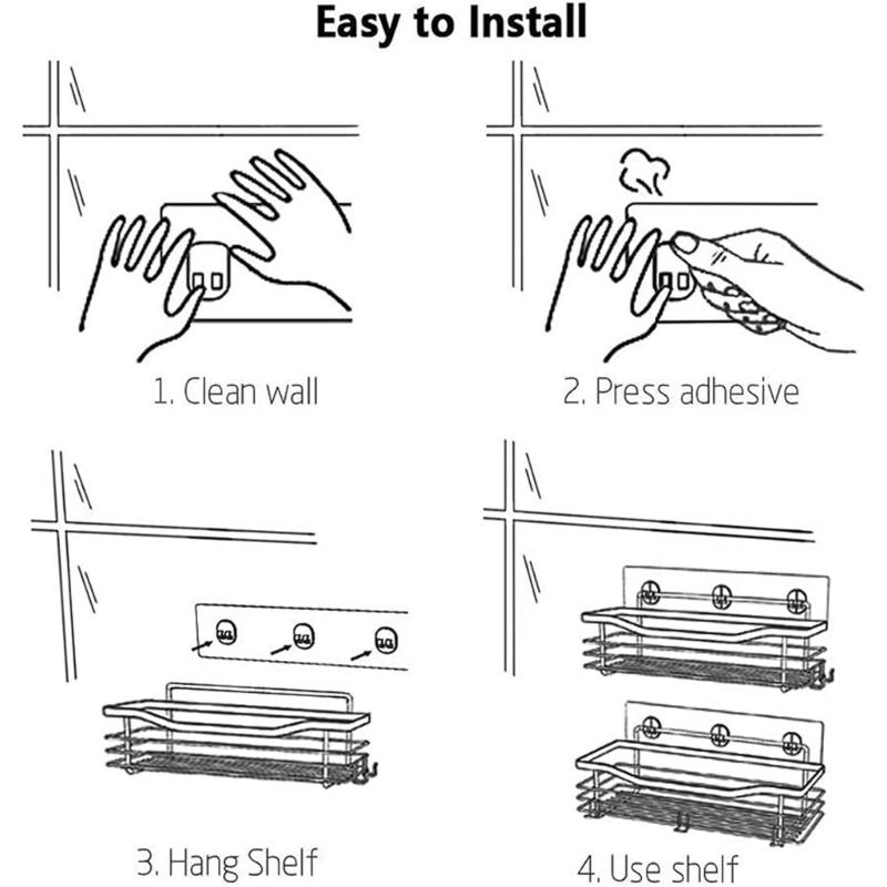 Badezimmer Duschhalter Langlebige Edelstahl Kleberegale Rostfreies Design zur Aufbewahrung von Shampoo und Spülung