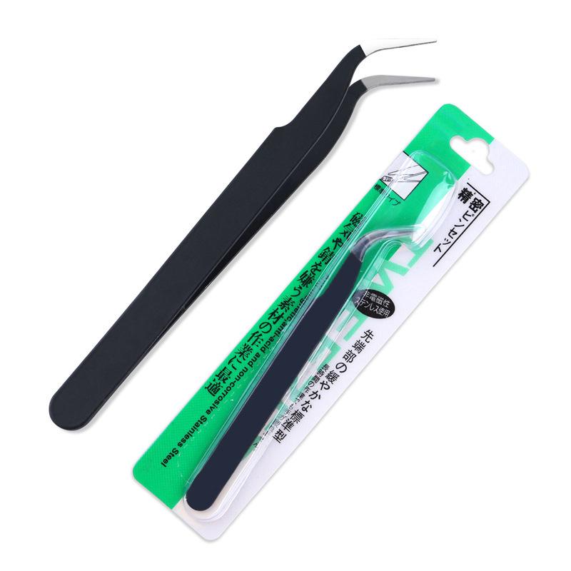 

Stainless Steel Nail Art Tweezers - Black Curved & Straight Tips for Eyelash Grafting, Rhinestone/Picking Decorations, Multi-functional.