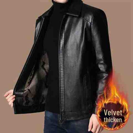 Herren Winter Lederjacke mit Fleece Futter - Für mittleres und älteres Alter.
